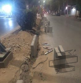 ادامه عملیات جدول گذاری بلوار شریعتی توسط شهرداری منطقه یک اهواز