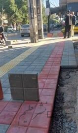 ادامه عملیات همسان سازی پیاده رو‌های بلوار زند