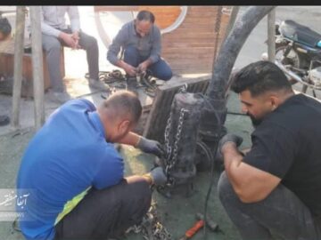 افزایش ظرفیت پمپاژ فاضلاب آبادان با نصب پمپ جدید